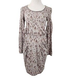 Rebecca Taylor Dress Women's Small Animal Cheetah Print Pockets Elastic Waist